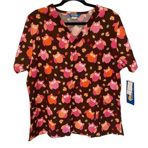 Medical Scrub Top Scrub Wear NEW Large Owl
